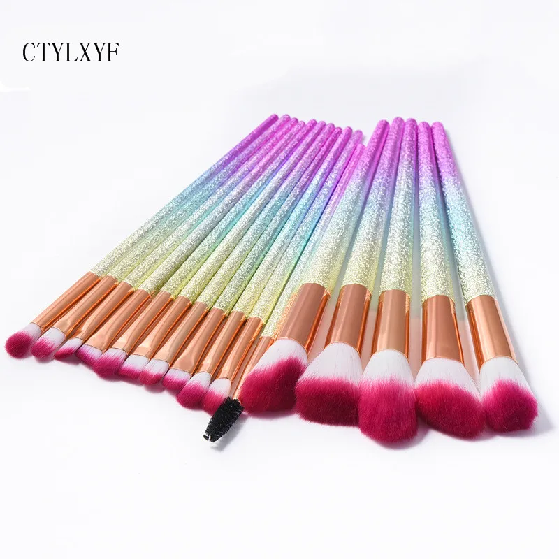 

CTYLXYF 16Pcs Makeup Brushes Tools Kit Power Foundation Blush Eye Shadow Blending Fan Cosmetic Beauty Make Up Brush Maquiagem