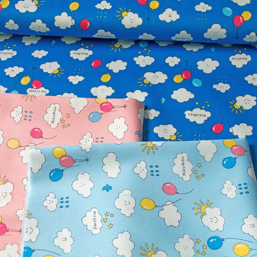 

50cm*110cm Japanese Oxford Cotton Fabric Patchwork Quilting Fabric Smile Time Clouds