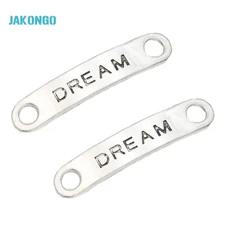 

JAKONGO Antique Silver Plated Vintage Dream Connectors Charms Pendants for Jewelry Making DIY Handmade Craft 8x37mm