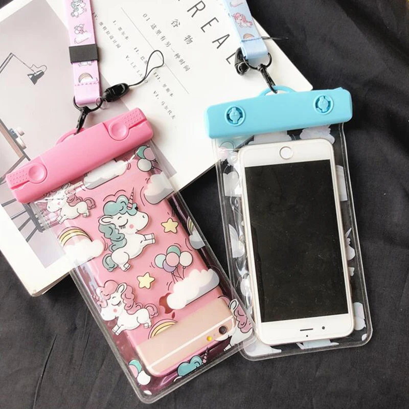 Cute Unicorn Waterproof Case For iPhone X XS MAX 8 7 6 s 5 Plus Cover Pouch Bag Cases Phone Coque Water proof | Мобильные телефоны