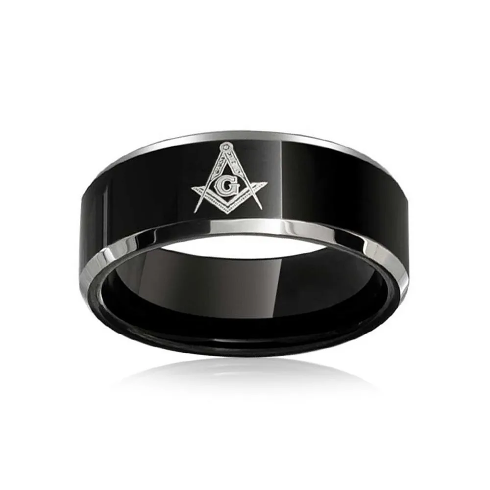 Кольцо мужское вольфрамовое 8 мм со скошенными краями|tungsten carbide ring|carbide ringmasonic ring |