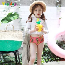 Новые Девушки Двойка купальный костюм Детская Монокини детей Gril с высоким воротом и длинными рукавами купальный костюм наружное пляжный костюм