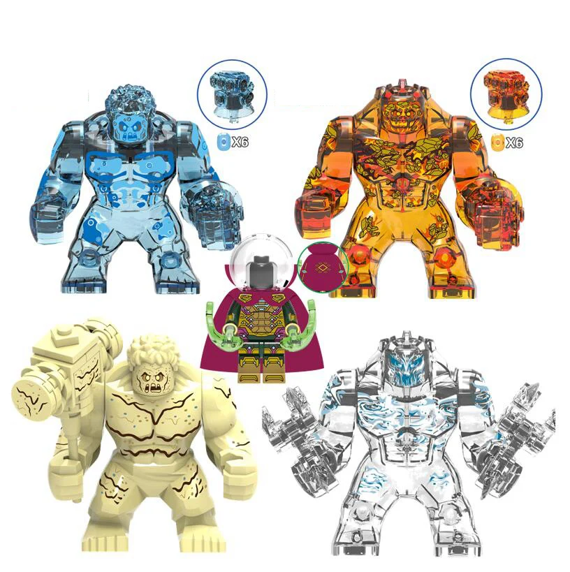 

XH1125-1128 Four Elementals Firehell Hydro-man Sandman Cyclone Spiderman Far From Home Mysterio Nick Fury Building Blocks Toys