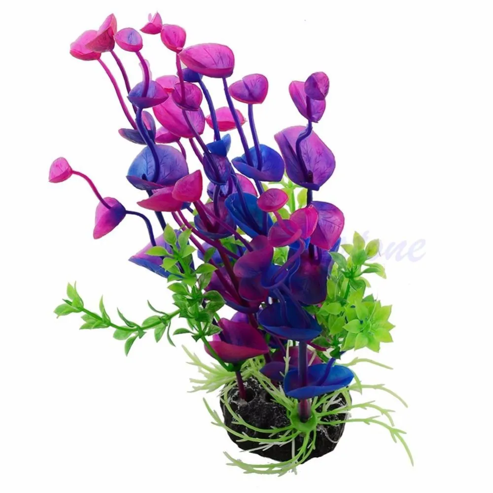 E74 фиолетовый синий Искусственные водоросли водяные сорняки украшение аквариума тихий фильтр-водопад для аквариума