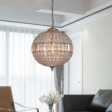Винтажная люстра с большим светодиодным кристаллом E27 в стиле королевской ампир