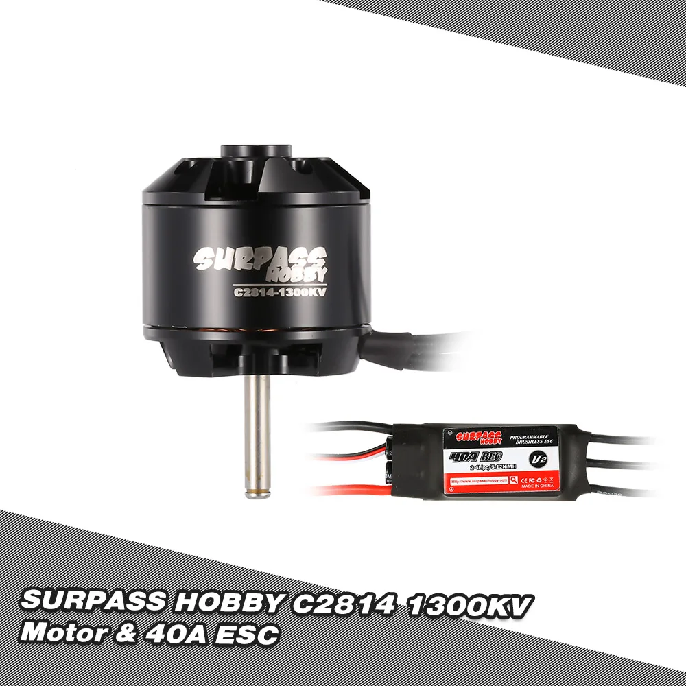 

SURPASS HOBBY 2814 1300KV 14 Poles Brushless Motor & 40A ESC 2-4S for RC Airplane Fixed-wing Glider Warbirds Spare Parts