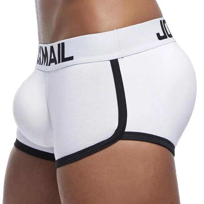 Fashion Sexy  Bulge Enhancing Mens Underwear Boxer Shorts Magic Buttocks Include Front +Back Hip Double Removable Push Up Cup