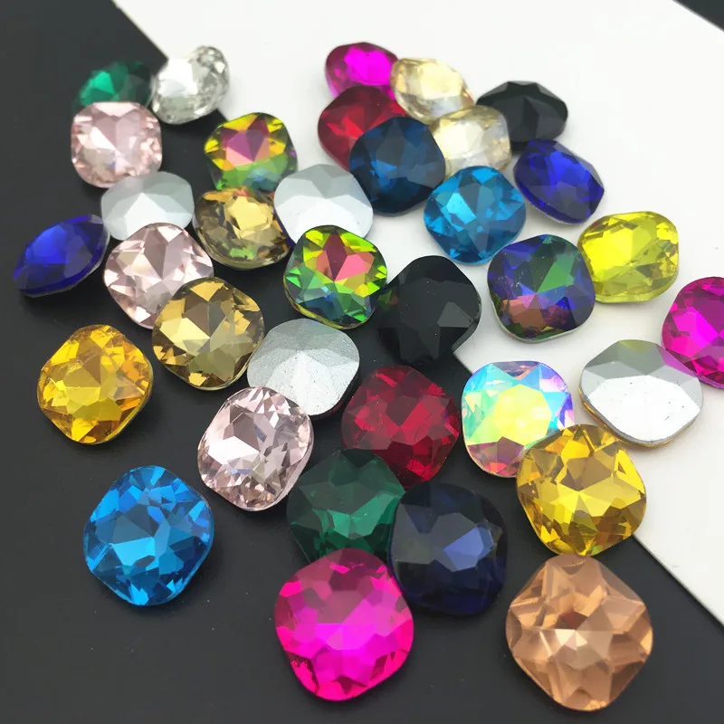 Glass crystal 6mm 8mm 10mm 12mm 14mm 16mm 18mm Fancy colors mix Rivoli round shape Glue on rhinestone beads handicraft diy trim