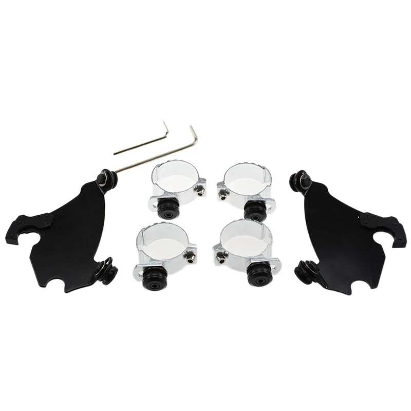

49MM Memphis Gauntlet Fairing Black Trigger Lock Mount Kit For Harley FXD Dyna New