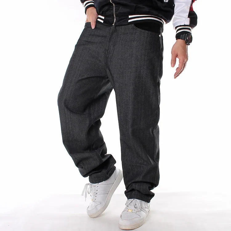 Мужские свободные джинсы, черные свободные мужские джинсовые штаны, мягкие мешковатые джинсы в стиле хип-хоп, длинные брюки для скейтборда с вышитыми буквами, размер 30-46