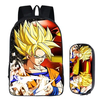 

Dragon Ball 2PC Set with Pencil Case Luxury Student Backpacks DIY Printing Cool Children School Bags For Boys Kids Men Book Bag