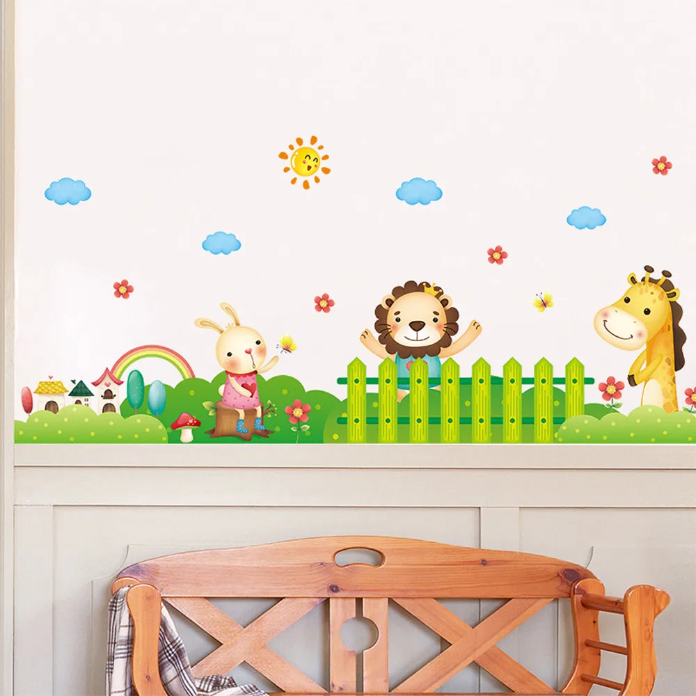 Мультяшные виниловые наклейки на стену в виде животных для детских комнат, украшения для дома, наклейки для детей, художественные наклейки, 3D дизайнерские украшения
