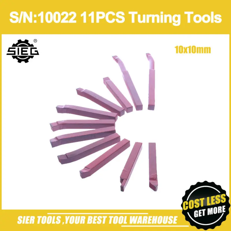 

Free Shipping!/S/N:10022 11pcs 10x10mm Turning Tools/SIEG C4A/C4B/SC4/C6/C6B/SC6/SM4/M6 Lathe cutter