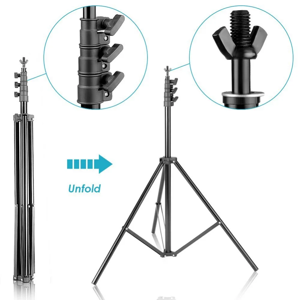 Neewer 8.5ft X 10ft/2.6M X 3M Background Stand Support System with 6ft X 9ft/1.8MX2.8M Backdrop(White,Black,Green)for Portrait