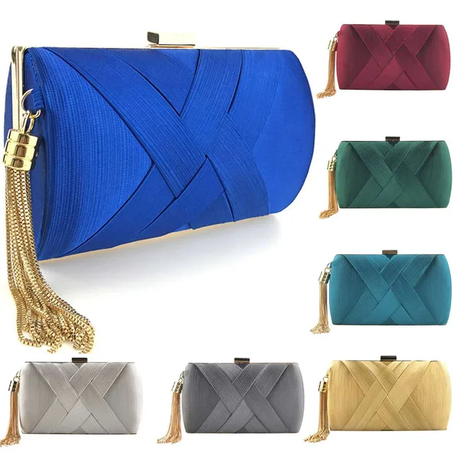 Luxury Silk Clutch Purse With Chain Tassel