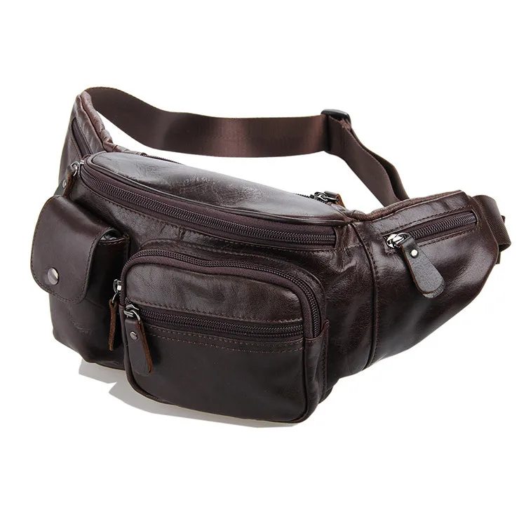 Fashion Genuine Leather Men Waist Bag Waist Pack Passport Wallet Fanny
