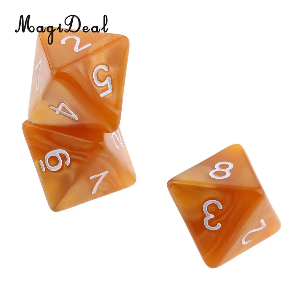 MagiDeal 10Pcs/Lot 8 Sided Acrylic Dice D8 Polyhedral Dice for Party Table Games Dungeons Dragons MTG RPG.Education School Apply