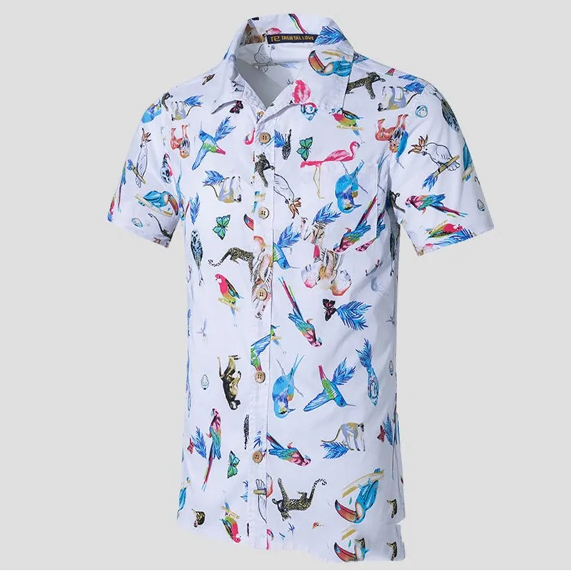 

Mens Hawaiian Shirt Male Casual Camisa Masculina Printed Beach Shirts Short Sleeve Brand Clothing 2019 Asian Size 5XL
