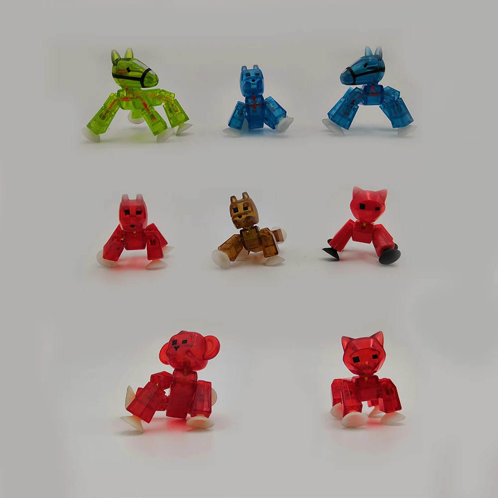 

1-3PCS Random Color Stikbot Animal Robot Toys Shed Dolls with Sucker DIY Creat Animation Film StikBot Toys