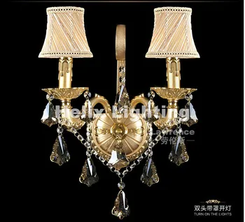 

Golden and Silver Crystal 2L Wall Lamp Decoration Wall Sconce Hotel Room K9 Crystal Wall Lamp AC 100% Guaranteed Free Shipping