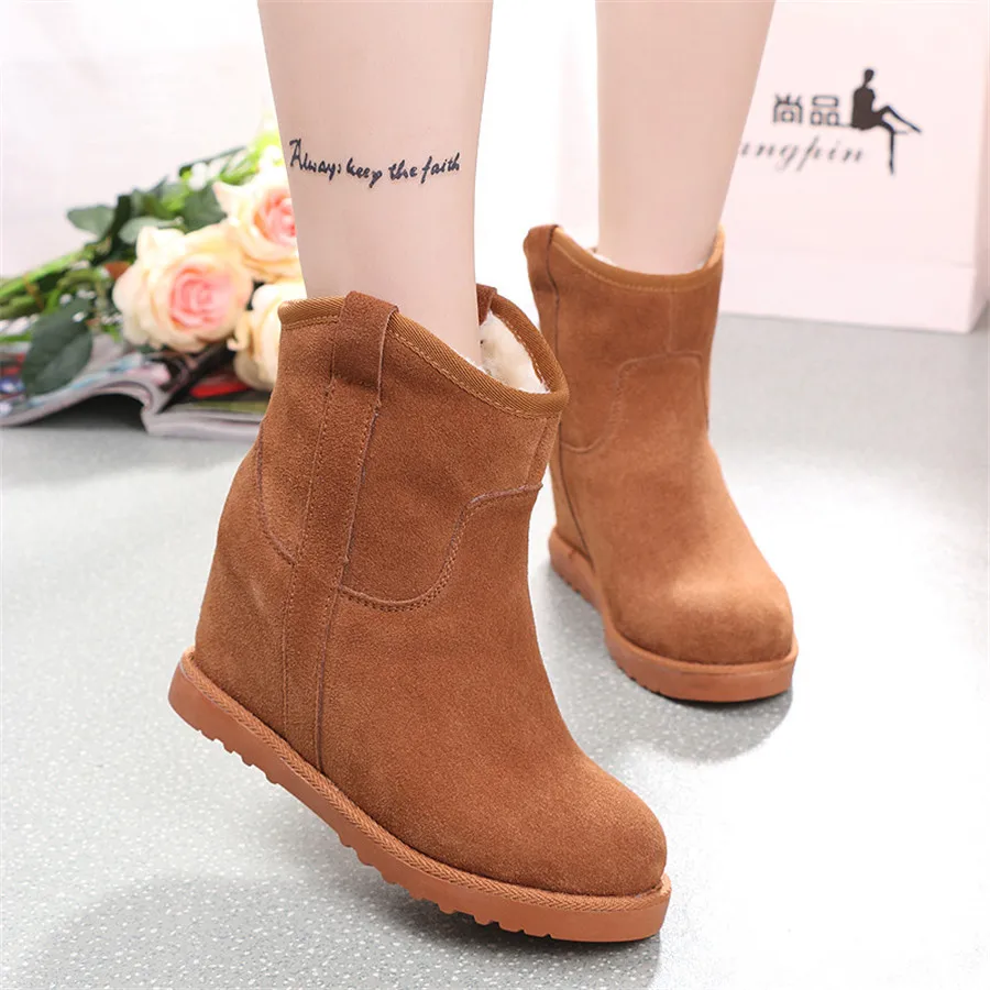Botas Nieve camel Aumentó Más De Cuero gray Engrosamiento En Mujeres Terciopelo Mujer purple Las Algodón Invierno Zapatos Nuevo El Tubo Black qAvHzz