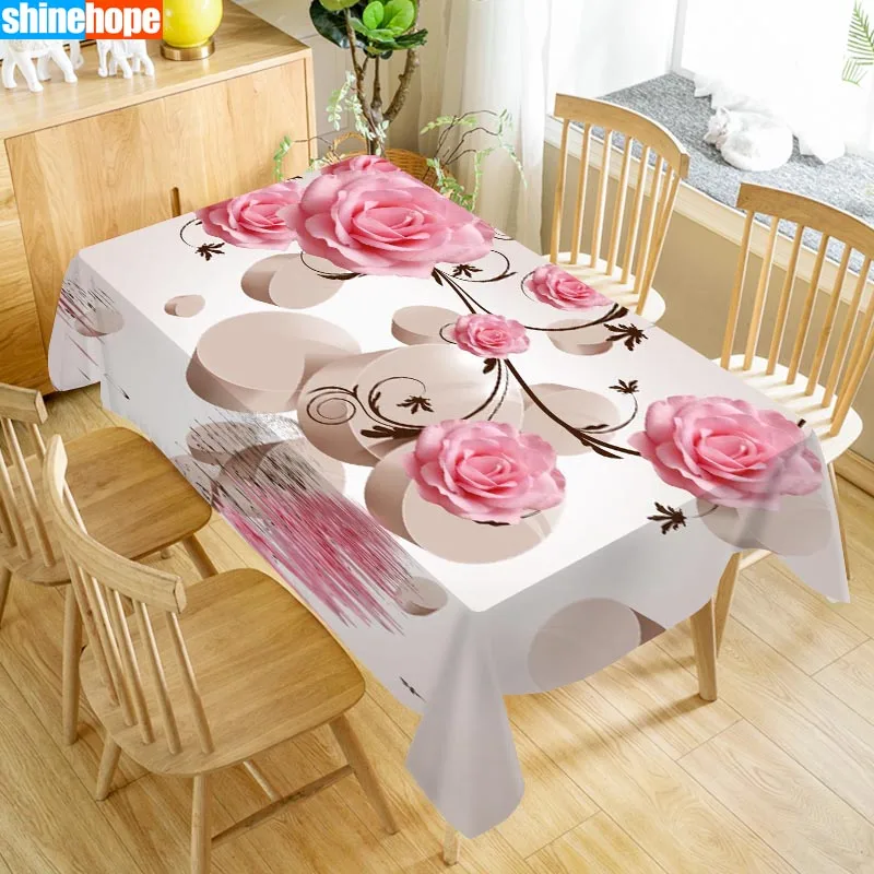 

Customize 3D Tablecloth Europe Carved Flowers Pattern Waterproof cloth Thicken Rectangular Wedding table cloth Home Textiles