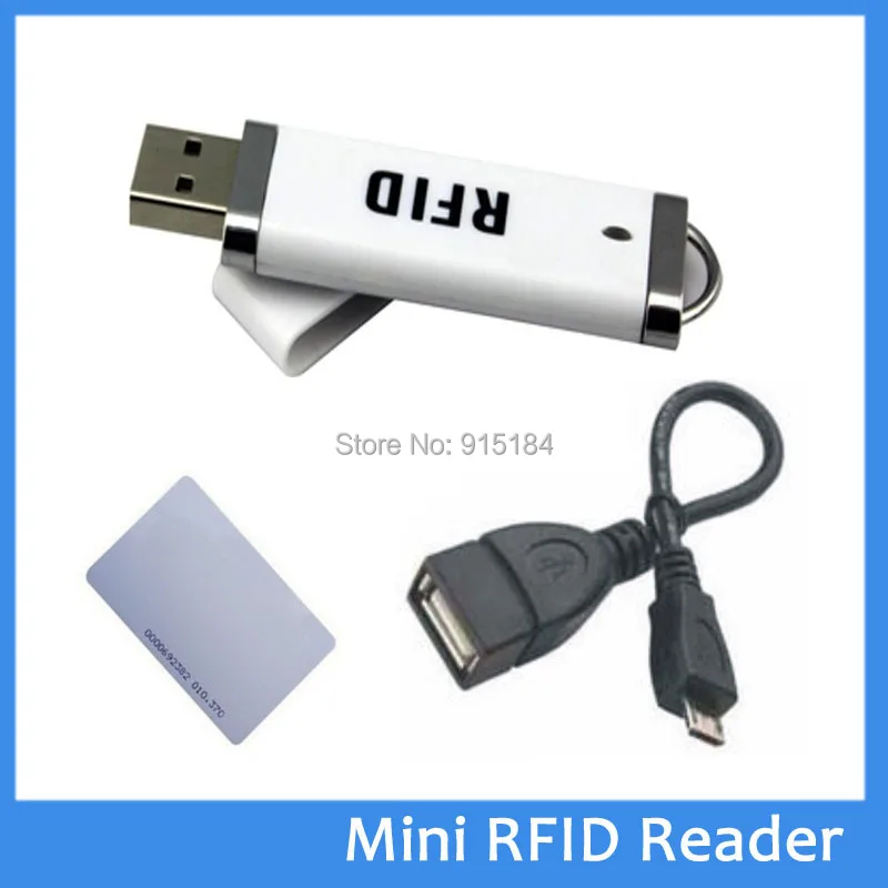 

Free shipping Newset Mini USB 125KHZ RFID Reader for Android Mac Windows Linux 10bit output +3pcs ID cards