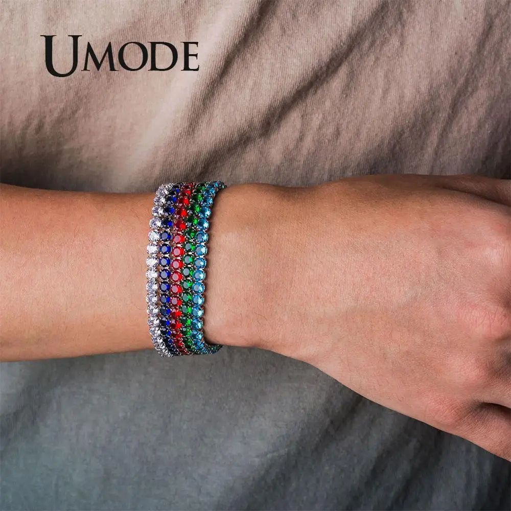 Женские и мужские браслеты для тенниса UMODE с зеленым кубическим цирконием