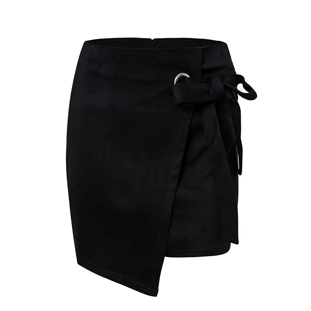 Женская замшевая короткая мини-юбка Deerskin, тонкий пуш-ап для бедер, бандажная юбка с высокой талией, уличная Юбка Faldas Mujer Moda# W