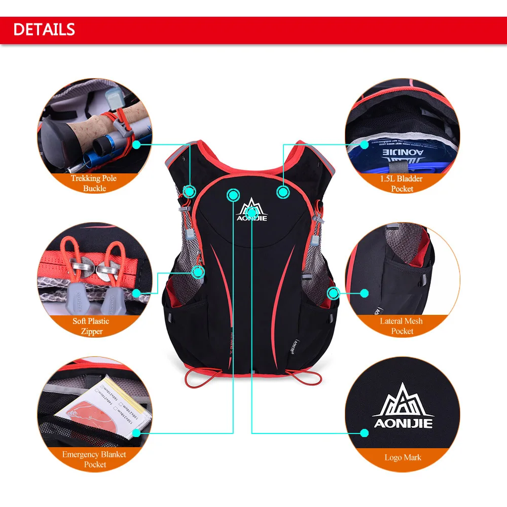Sale AONIJIE Bicycle Bike Bag Marathon Hydration Vest Pack Water Bladder Pack with Extra Hydration Flack Bottle Running Water Bags 5