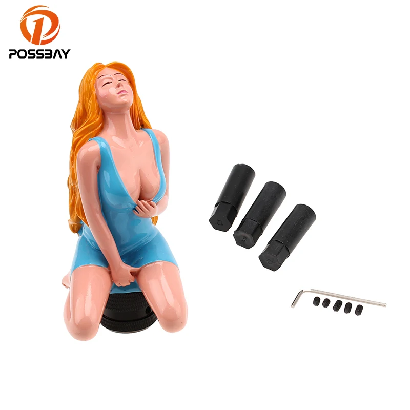 

POSSBAY Blue Sexy Girl Lady Gear Shift Knob Manual Transmission Car Styling Universal Car Truck Gear Shifter Hand Brake Cover