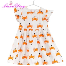 Летнее платье для девочек, детская одежда, Брендовое платье для маленьких девочек, платье принцессы с принтом лисы, одежда для детей
