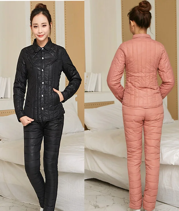 2016 New Winter Down Jacket Suit High Quality Slim Thin Two piece Set