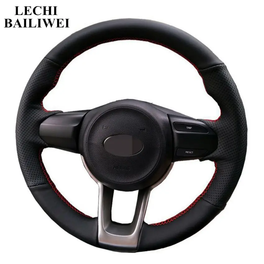

Hand-stitched Black Artificial Leather Car Steering Wheel Cover for Kia Rio K2 KX CROSS Picanto 2017 2018 Morning 2017