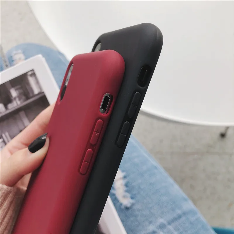 Funda de silicona Color sólido Linda funda de teléfono Lisa para iPhone 8 7 6 6 s Plus 10 X XR XS MAX proteger suave TPU Funda