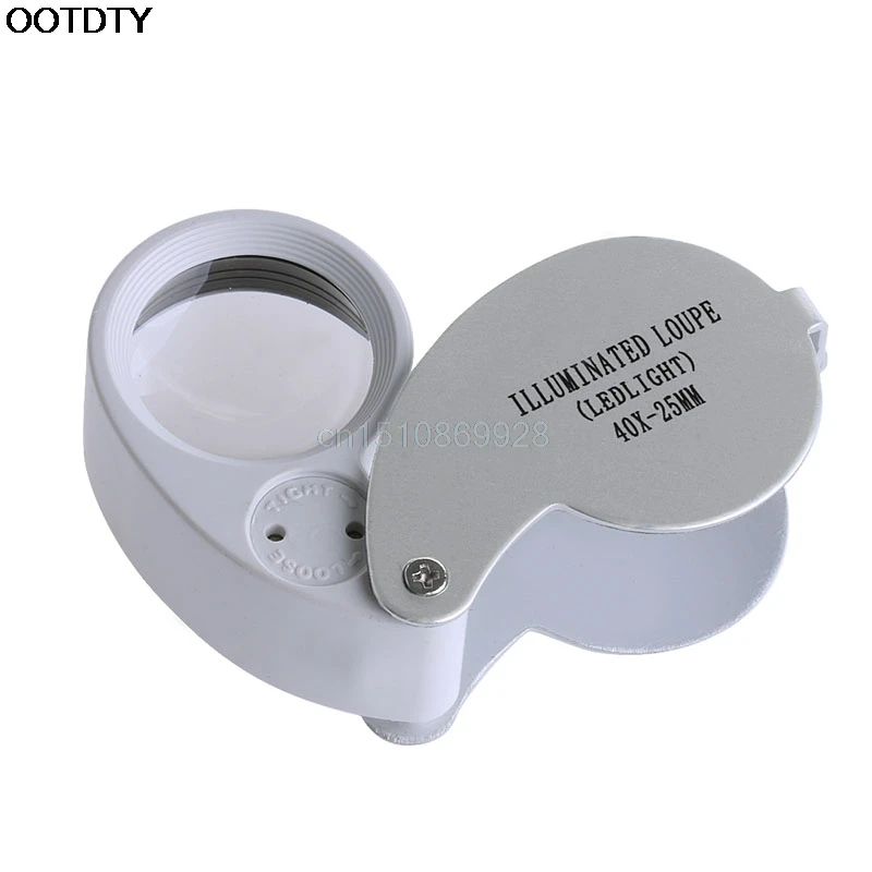 40X Glass Magnifying Magnifier Jeweler Eye Loupe Jewelry Loop with LED