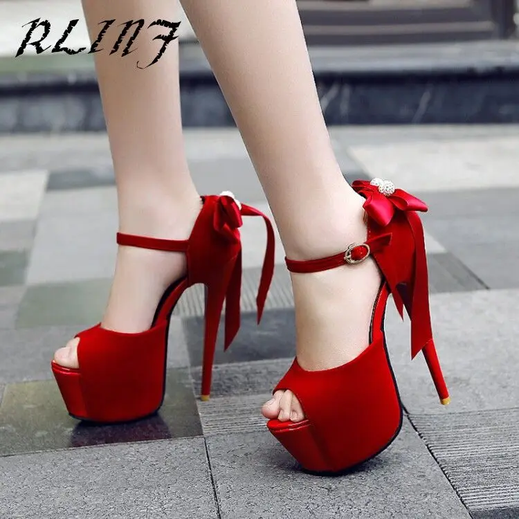 

RLINF Spring Summer Pointed Toe High Heels Woman Party Stylish Waterproof Platform 16 Cm Sexy Suede High-heeled Shoes Size 33-43