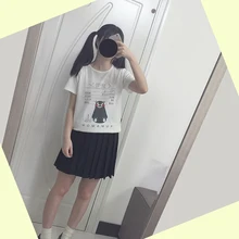 Kumamon CV/Милая свободная футболка унисекс с принтом летняя хлопковая Футболка модная повседневная простая футболка с короткими рукавами, топы белого цвета