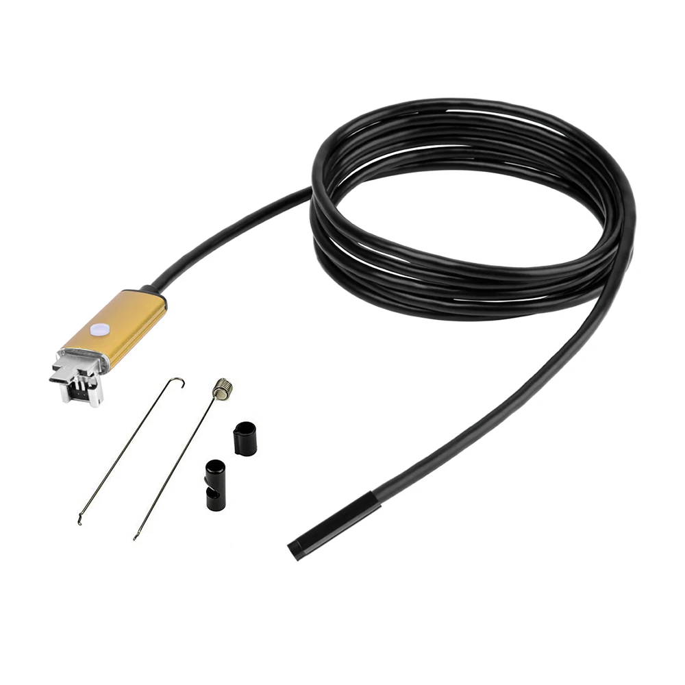 ViewEye 2 м 5 м 10 м мягкий USB-кабель с вилкой Mini Камера 7 мм линза эндоскопа наблюдательная трубка IP68 Водонепроницаемый 480 P micro USB для телефонов на базе Android с Bluetooth - Цвет: Золотой