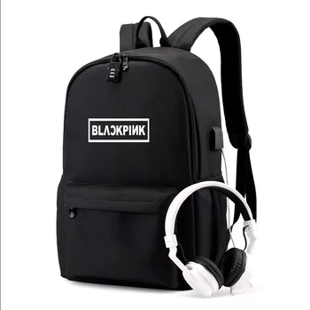 

Blackpink Black pink Lisa Rose Jennie Backpack School Bags Galaxy Thunder Mochila Bags Laptop Chain Backpack USB Port Travel Bag