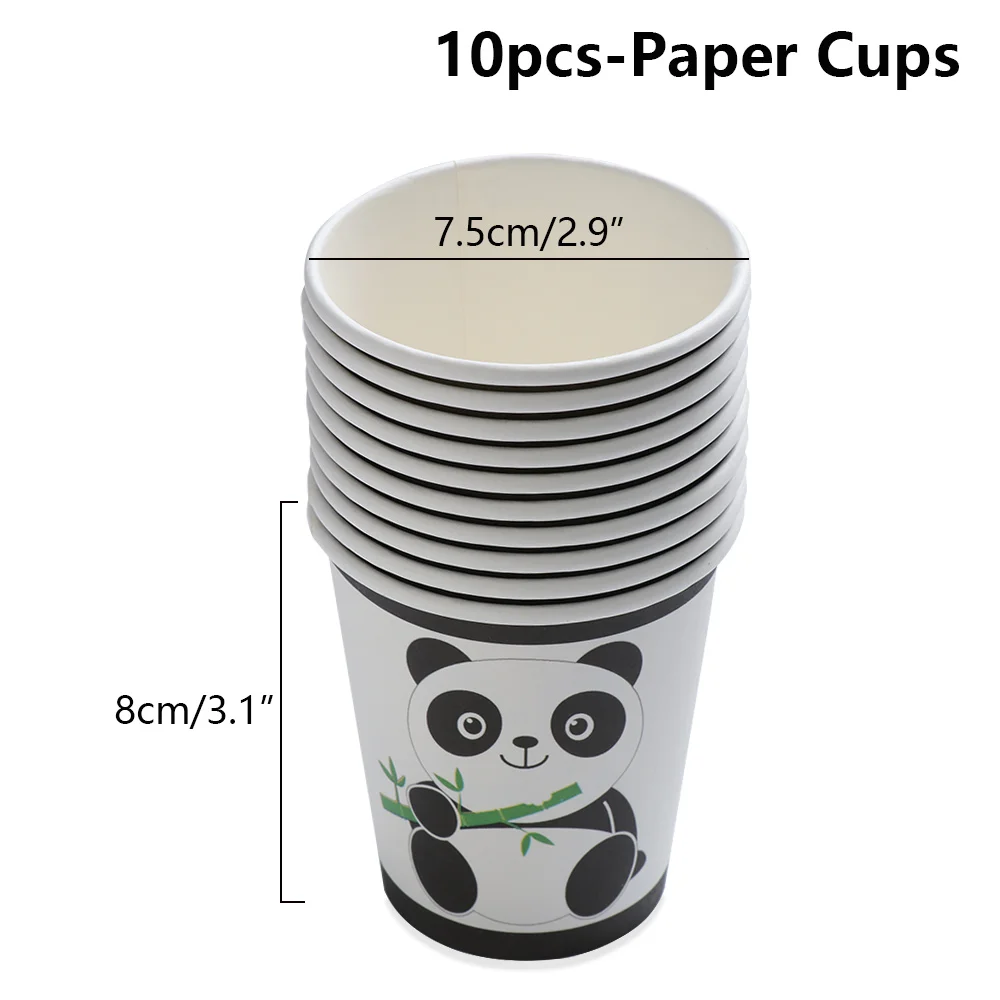 Панда тема для вечеринок, дней рождения вечерние емкость для трубочек набор скатертей Рождество Свадьба для украшения дома панда тема Вечерние - Цвет: 10pcs-Paper Cups