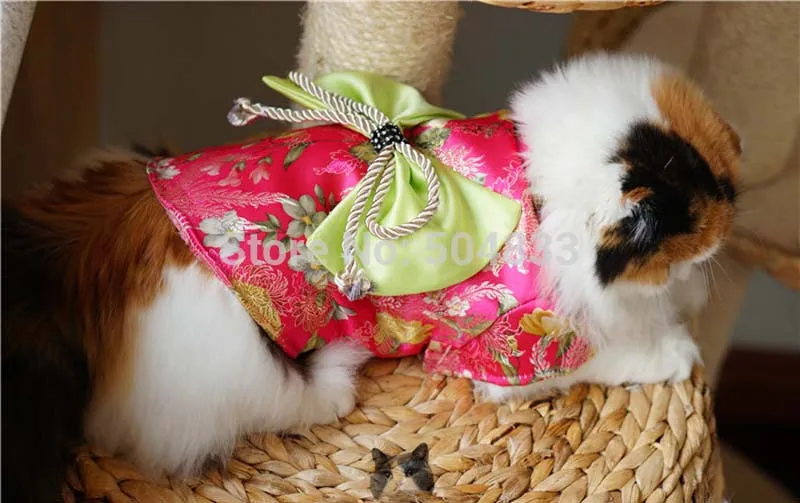 Япония Стиль Товары для кошек платье с большой бант домашние собаки кимоно одежда XS-XL