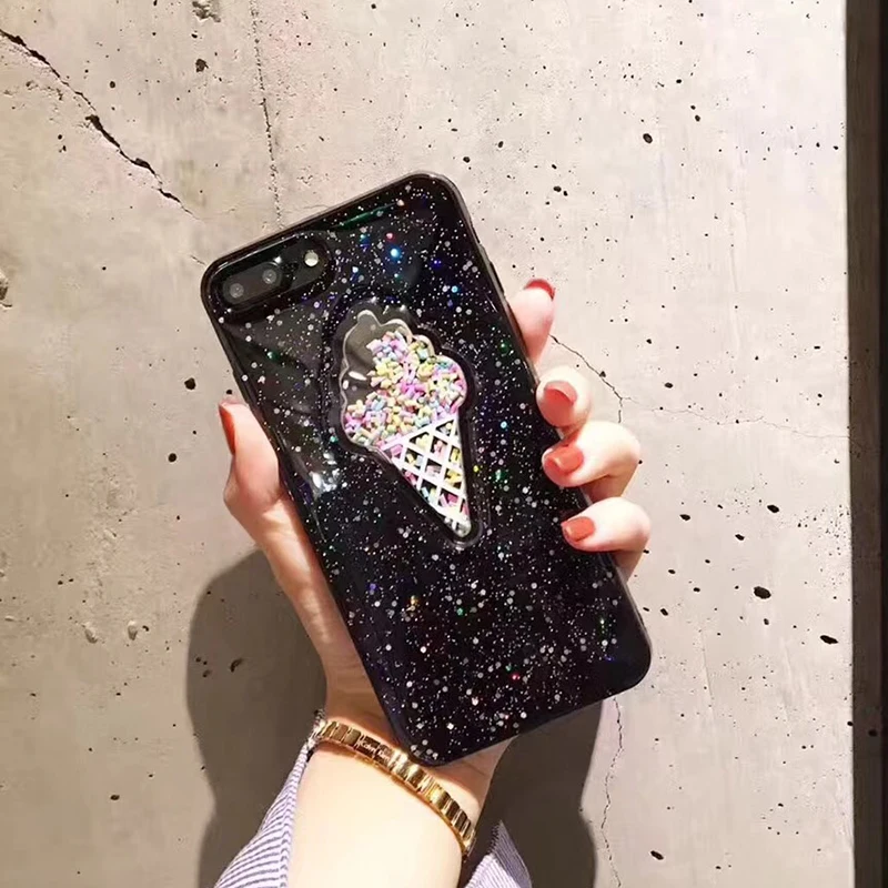 3D Dynamic Ice Cream Phone Case For iphone X Case Fashion Glitter Bling Back Cover Lovely Cartoon Cases For iphone X 10 Capa (10)