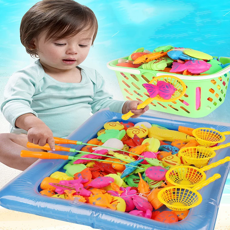 26pcs/lot Fishing Toy Rod Net Set With Inflatable Pool For