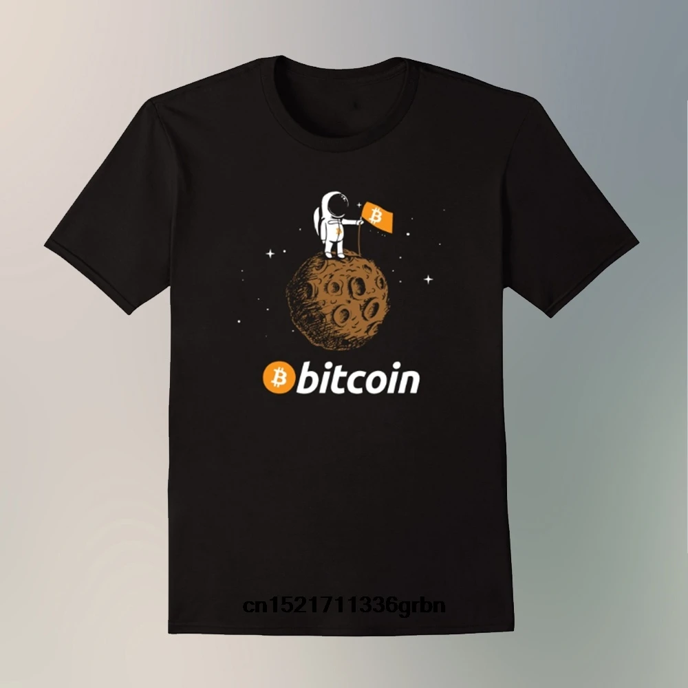 Мужская футболка Биткоин BTC Crypto Лунная рубашка с изображением космонавта для