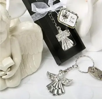 

(100pcs/Lot)+Cheap Wedding Party Souvenir Guardian Angel Key Ring Silver Keychain Baby Shower Favors SN2453