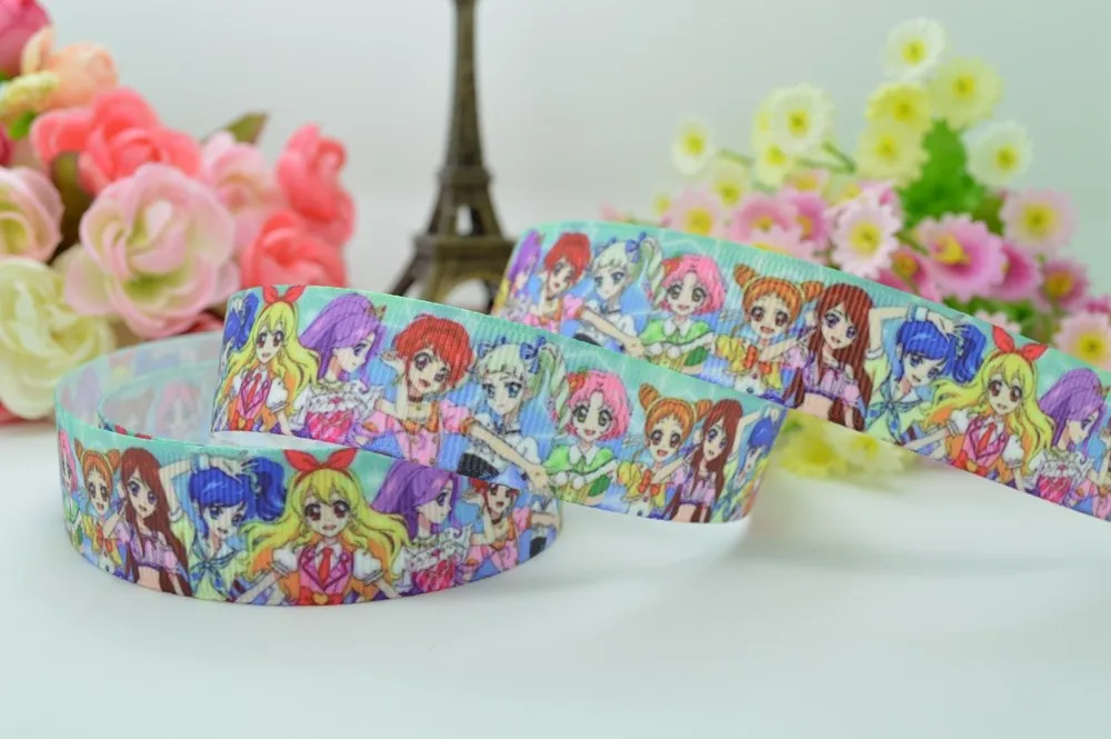 DUWES 7/" 22 мм Aikatsu напечатанный grosgrain лента для волос лук DIY ручной работы OEM 50 ярдов