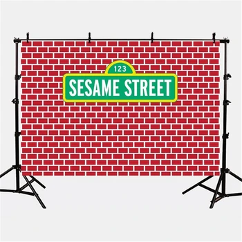 

Red Sesame Street Party background photography for Kids 7x5 Newborn Photography Backdrops Kids Birthday Party Tabletop Banner