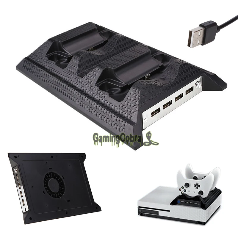 4in1 Black Dual USB Controller Chargign Dock Console Cooling Fan for