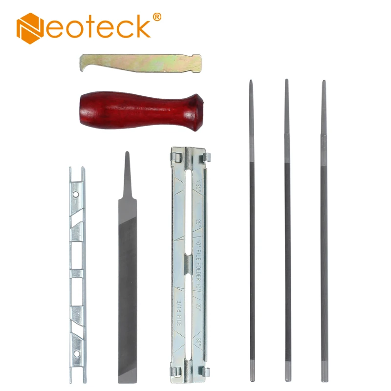 Neoteck цепь цепной пилы Набор для заточки файл набор инструментов направляющая планка файл точилка 3-насечкой американского типа ручка для дома Кухня инструменты